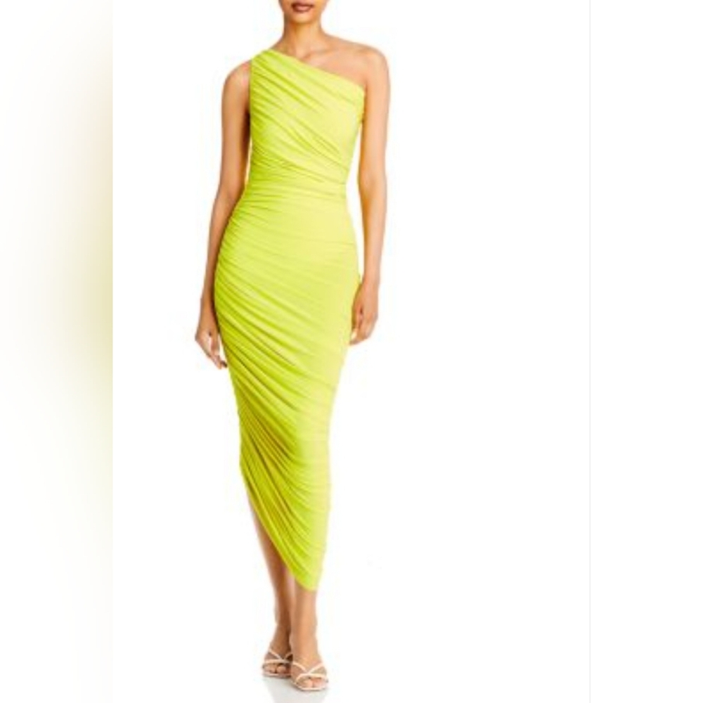 FORE Ruched Highlighter One Shoulder Asymmetrical Bodycon  Maxi Dress